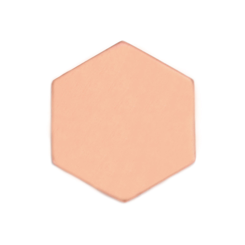 Metal Stamping Blanks Copper Hexagon 29.5mm (1.16"), 18 Gauge